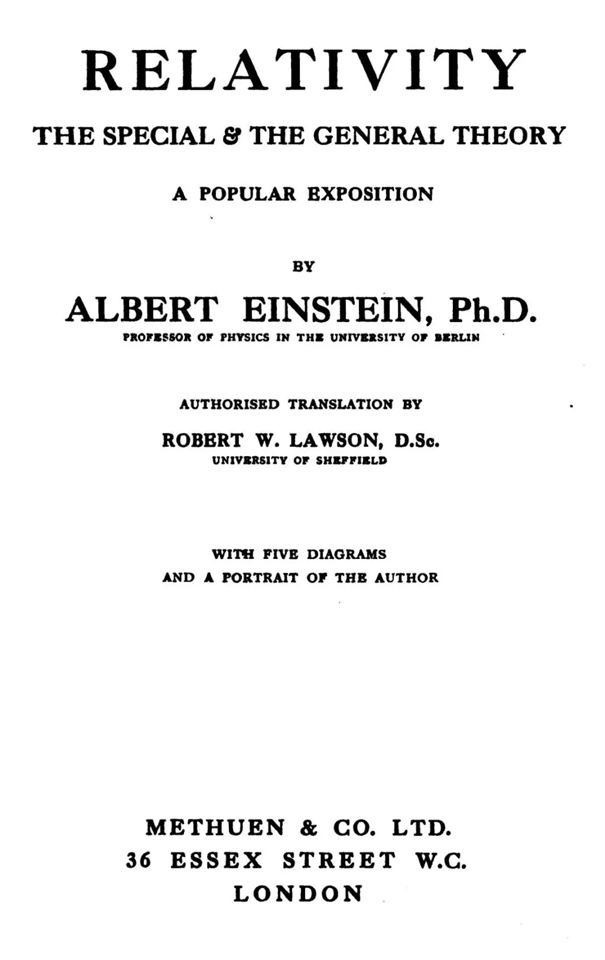 Relativity: The Special & the General TheoryA Popular Exposition, 3rd ed.